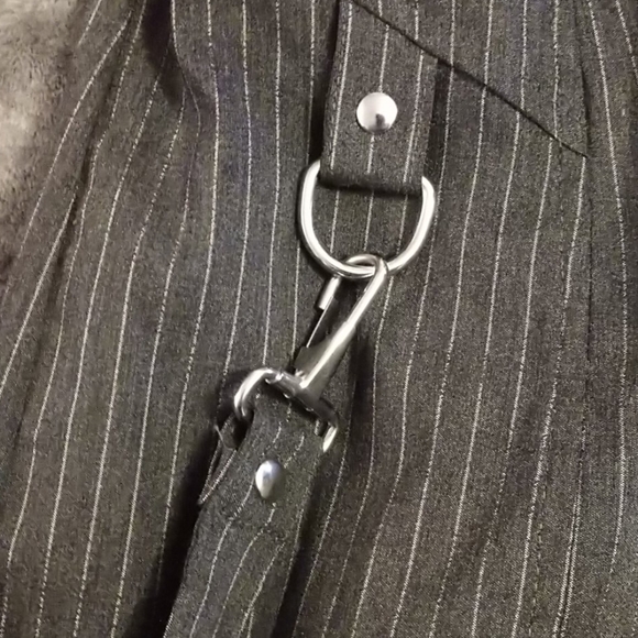 Lip Service Black Pinstripe Buckle-Front Midi Dress - Picture 4 of 5